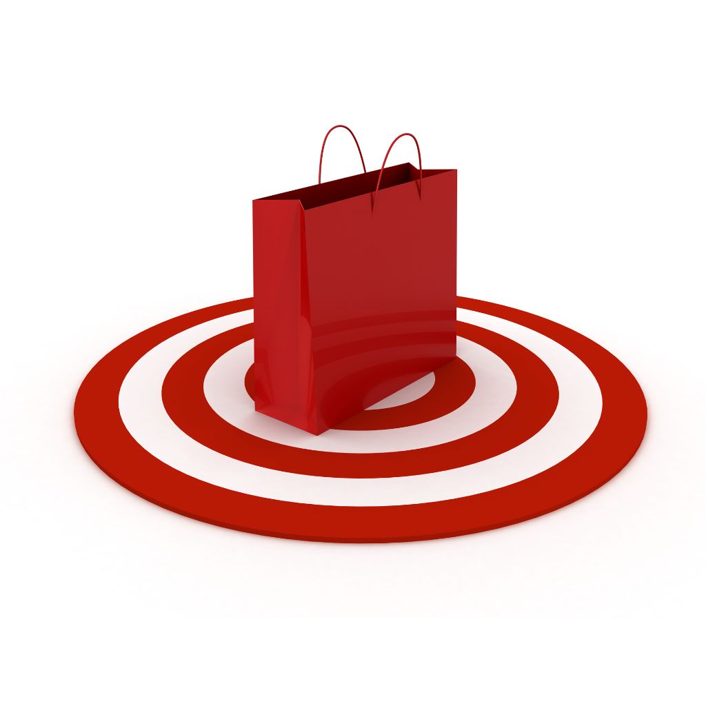Picture of red bag on top of a red target with red circles