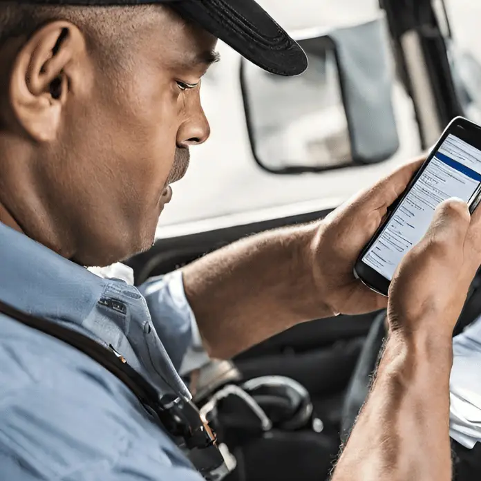 Truck driver taking photo of important EDI documents