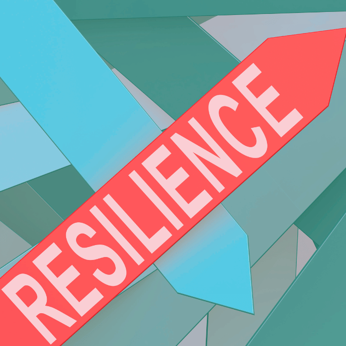 Image for blog post about supply chain Resilience , word "Resilience " with red arrow in upper right corner