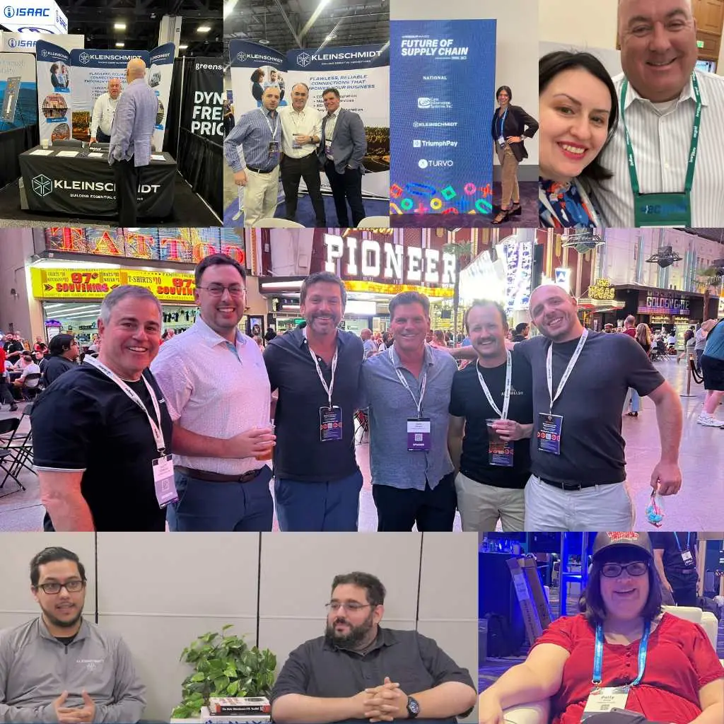 Collage of photos of Kleinschmidt team at various logistics and trucking conferences